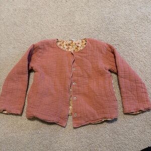 H&M Dusty Rose Quilted Puffer Jacket with Floral Lining